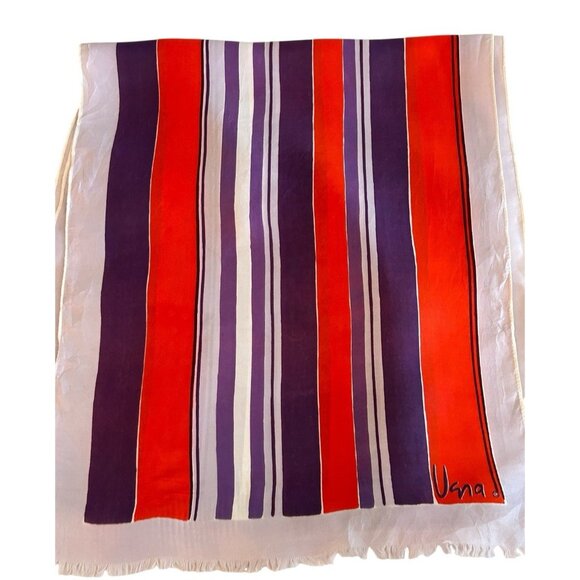 Vintage Vera Neumann Stripe Long Rectangle w Fringe Neck Scarf 13" x 66" - Picture 2 of 6